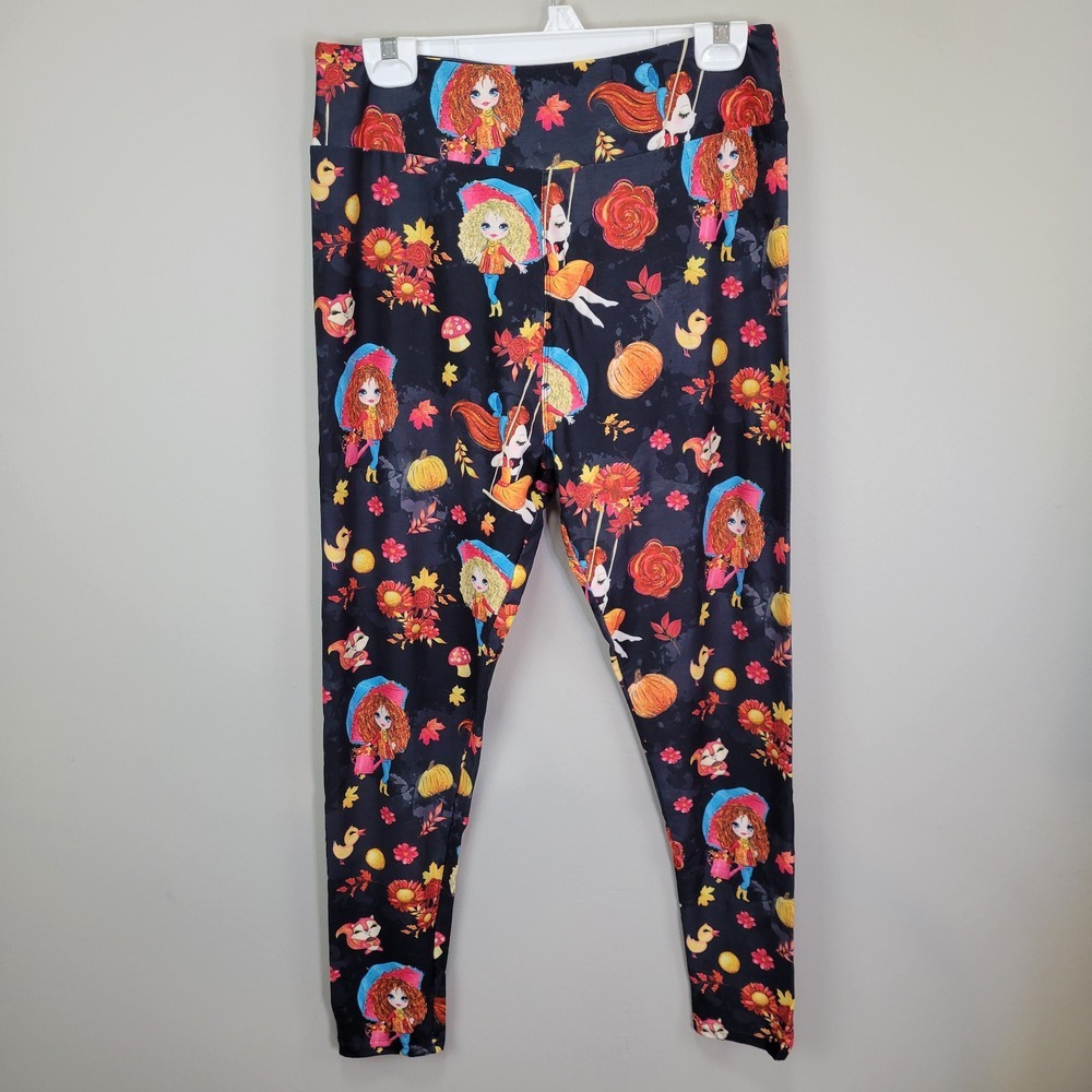 Dren Designs Fall Girls Theme Polyester Spandex Ankle‎ Leggings Plus Size